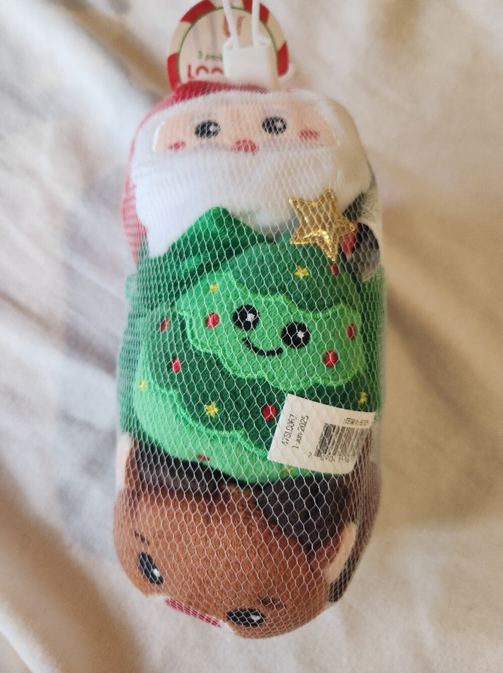 USTYLE Christmas Character Loofahs Santa Tree Reindeer 3 Pack NWT